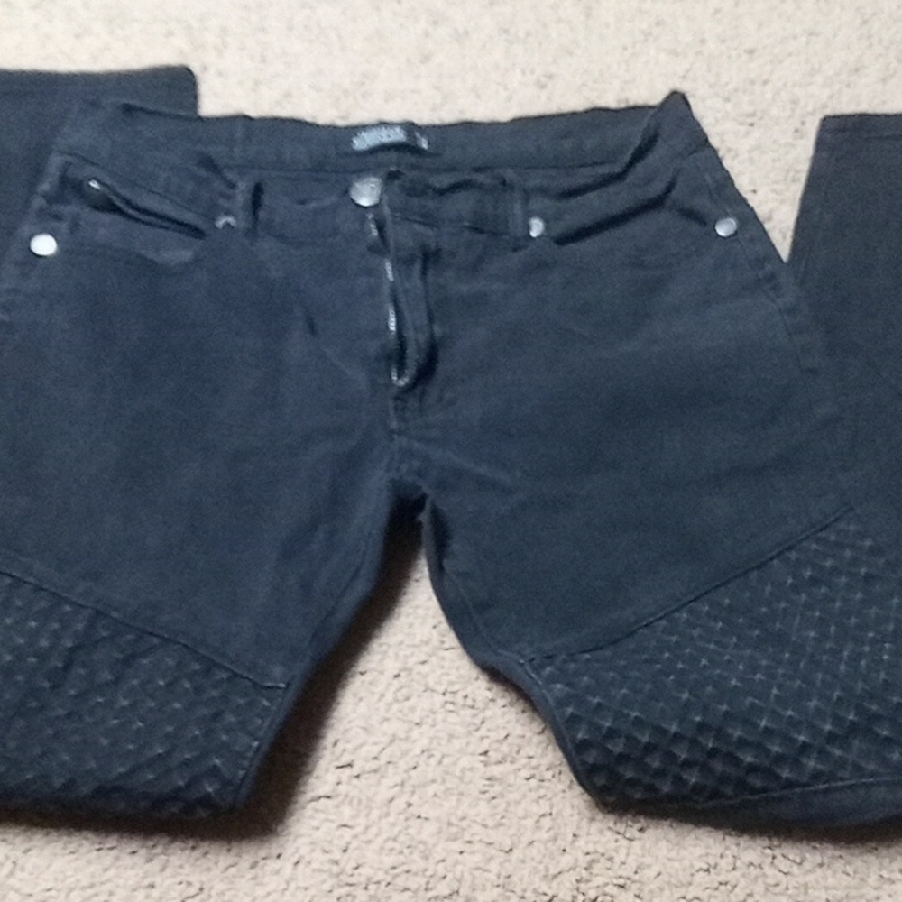 Men's Black Quilted Straight Jeans